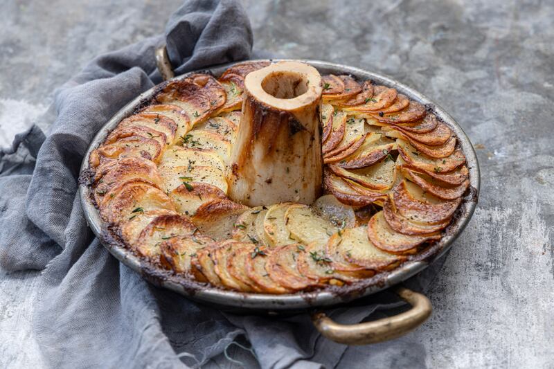 Beef shin hotpot (with layered potato topping). Photograph: Harry Weir 