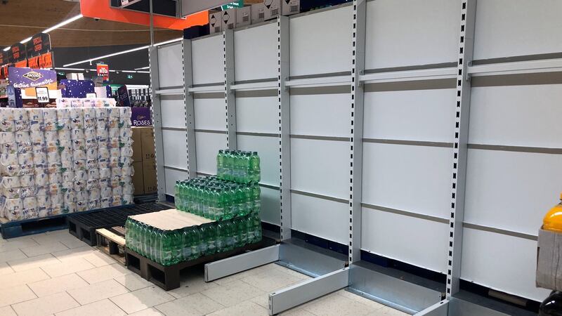 Low stocks of water in Lidl, Castleknock, Dublin, due to the current boil water notice.Photograph: Alan Betson/The Irish Times