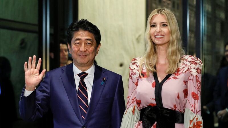 Blossoming relationship: Prime Minister Shinzo Abe escorts Ivanka Trump to dinner. Photograph: Kimimasa Mayama/EPA