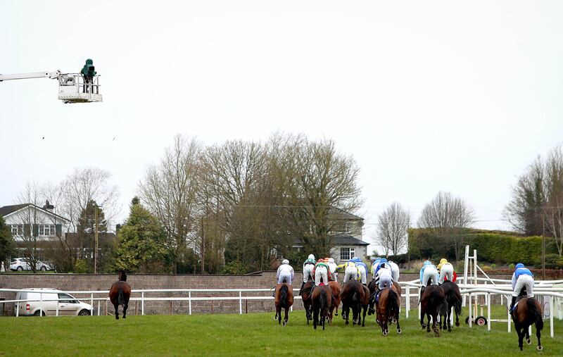 TV cameras following the action at Thurles Racecourse, one of five courses in the UIR alongside Sligo, Roscommon, Kilbeggan and Limerick. Photograph: Ryan Byrne/Inpho