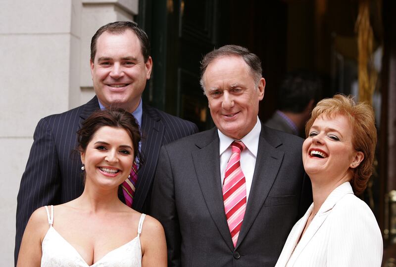 News presenters Colette Fitzpatrick and Alan Cantwell with Vincent Browne and long-serving political correspondent Ursula Halligan in 2007. Photograph: David Sleator