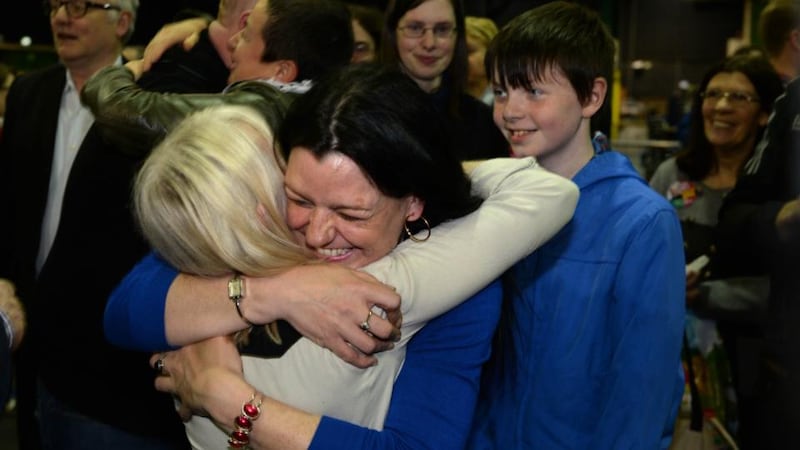 Sonya Stapleton of People Before Profit in the RDS yesterday after she was elected to Dublin City Council. Photograph: Dara Mac Dónaill