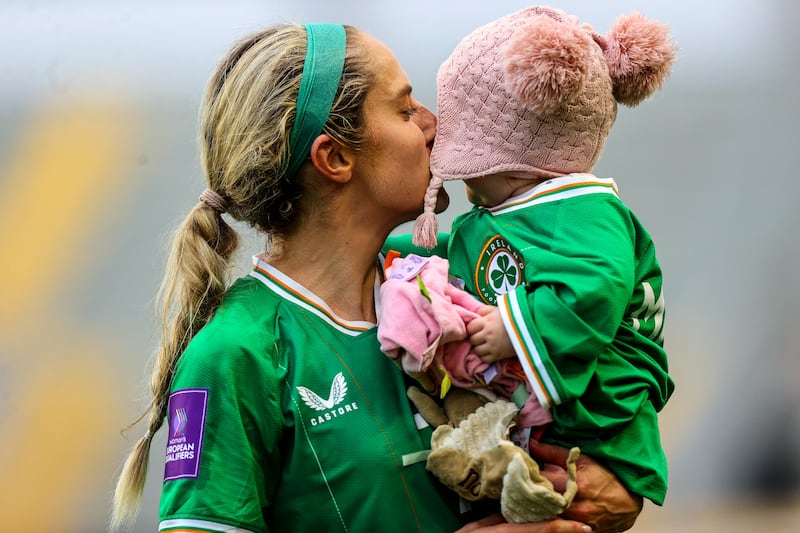 Ireland's Julie-Ann Russell and her daughter Rosie. Photograph: Ryan Byrne/Inpho