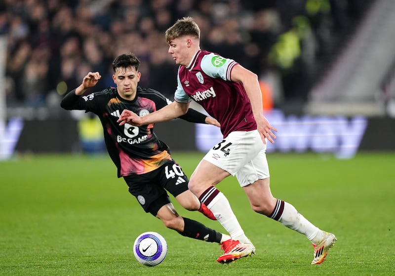 Evan Ferguson came off the bench for West Ham in the 73rd minute. Photograph: Zac Goodwin/PA