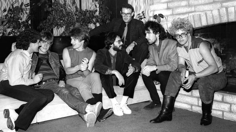 U2 band members Larry Mullen Jr., Bono, band manager Paul McGuinness, The Edge and Adam Clayton, and guests Photograph by L. Cohen/WireImage