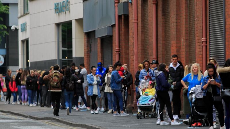 Shoppers outside  Penneys in June.   Photograph: Gareth Chaney/Collins