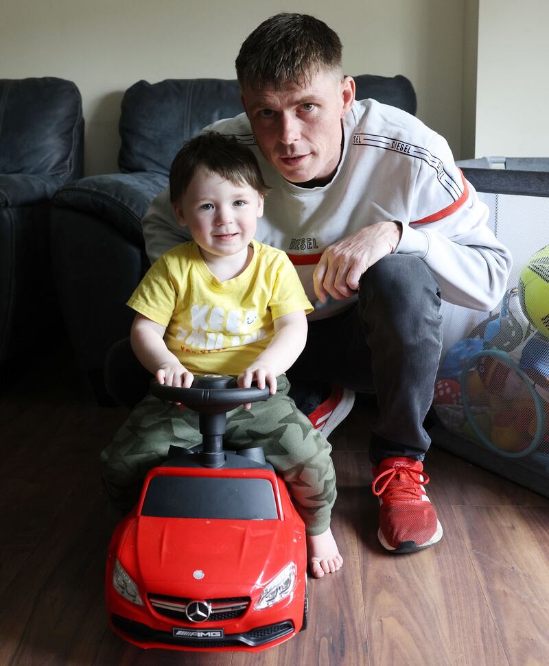 Alan Lacasse with his son Josh (20 months) at home in Mountrath, Co Laois. Photograph: Laura Hutton / The Irish Times