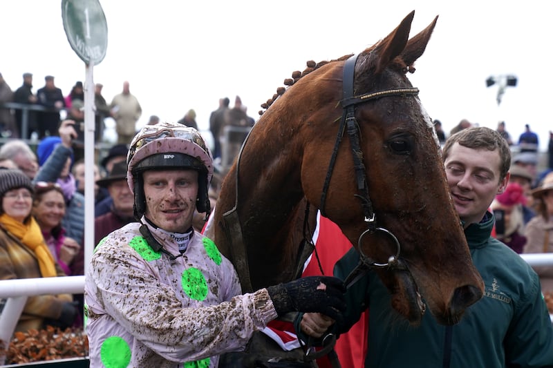 Jockey Paul Townend with Monkfish after winning the John Mulhern Galmoy Hurdle at Gowran Park Racecourse in County Kilkenny, Ireland. Picture date: Thursday January 25, 2024. PA Photo. See PA story RACING Gowran. Photo credit should read: Brian Lawless/PA Wire.

RESTRICTIONS: Use subject to restrictions. Editorial use only, no commercial use without prior consent from rights holder.