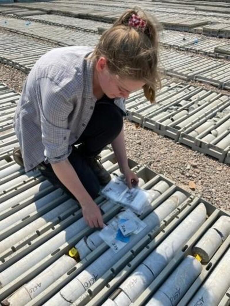 Dr Aileen Doran examining ore samples.