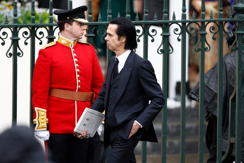 Australian singer Nick Cave leaving Westminster Abbey following the coronation of King Charles III and Queen Camilla. Photograph: Jeff J Mitchell/Getty Images