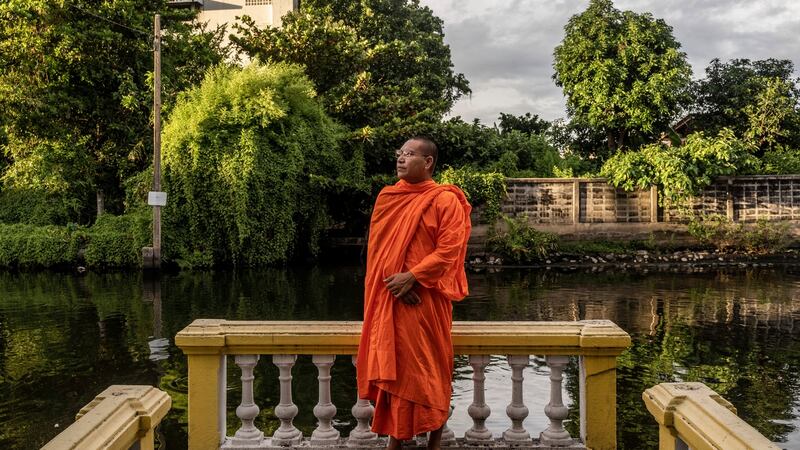 Luon Sovath, a Cambodian monk and rights activist,  was the victim of a smear campaign this summer that relied on fake claims designed to discredit an outspoken critic of the country’s authoritarian policies. Photograph: Adam Dean/The New York Times