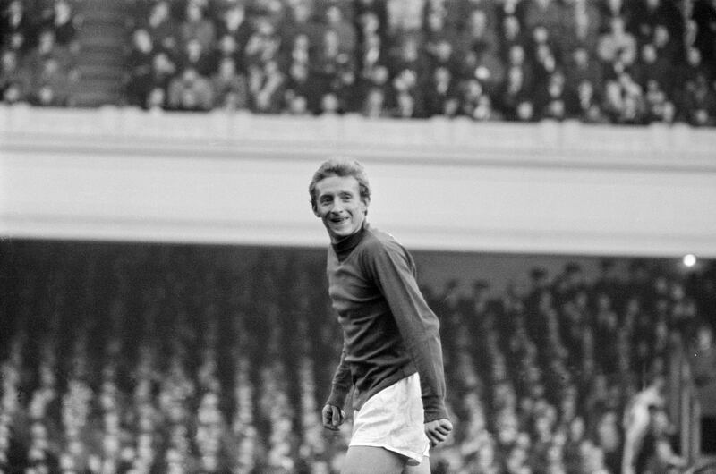 Denis Law during the Arsenal v Manchester United league match at Highbury on November 28th, 1964. Photograph: Daily Herald/Mirrorpix/Mirrorpix via Getty Images