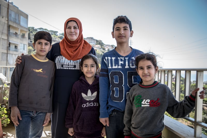 Mayada Quaid Suleiman with her four children, aged between seven and 12. They were told to expect to travel to Ireland before the end of 2023, but they remain in Lebanon 