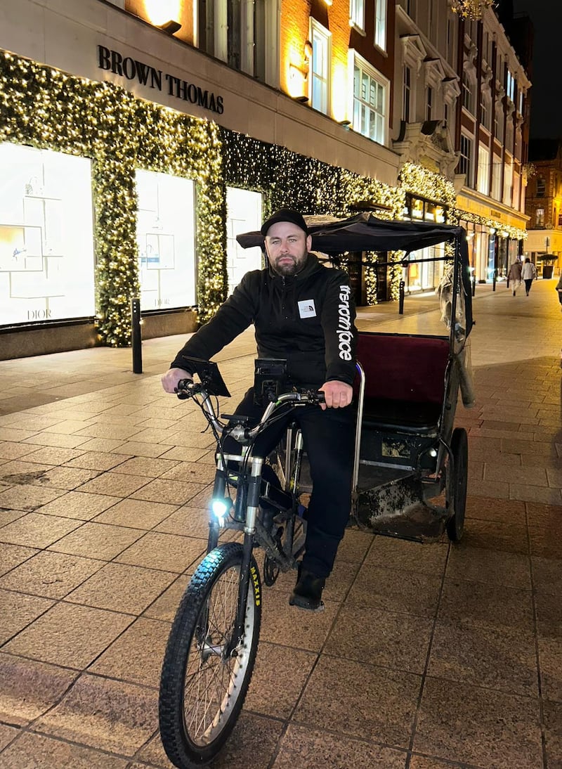 Felipe Carvalho - Rickshaw - Deliveryman (for piece by Alekson Lacerda on counterfeit currency in Nov 2024). This man was paid with fake notes