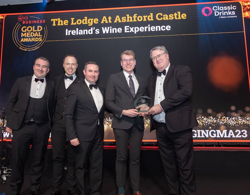 The Lodge At Ashford Castle – winner of Ireland’s wine experience: Tristan Bellinget, Joseph Meyes, Johnathan Keane, Peter Fergus. Photograph: Paul Sherwood