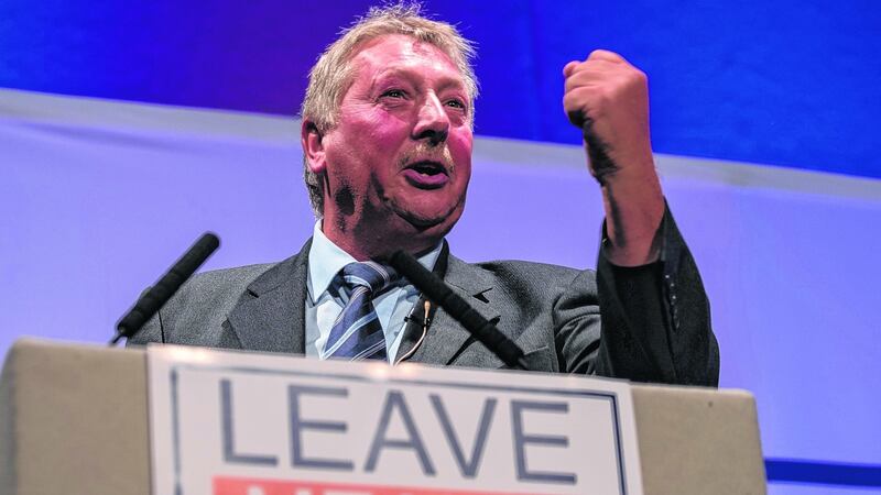 DUP MP Sammy Wilson said the UK would ‘break free from the EU prison’ as Brexit happened at 11pm on Friday night. Photograph:  Matt Cardy/Getty Images.