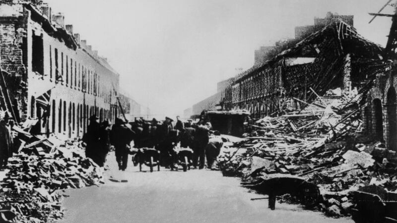 The Belfast Blitz was a devastating series of bombing raids on the city by the German Luftwaffe  in April and May 1941. Photograph: Ullstein Bild via Getty Images