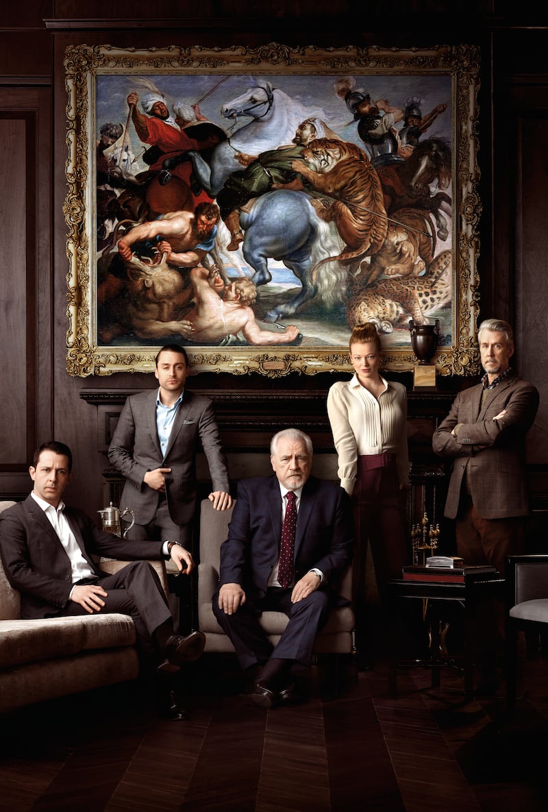 Succession season 1. Kendall Roy (Jeremy Strong), Roman Roy (Kieran Culkin), Logan Roy (Brian Cox), Shiv Roy (Sarah Snook) and Connor Roy (Alan Ruck). Photograph: HBO