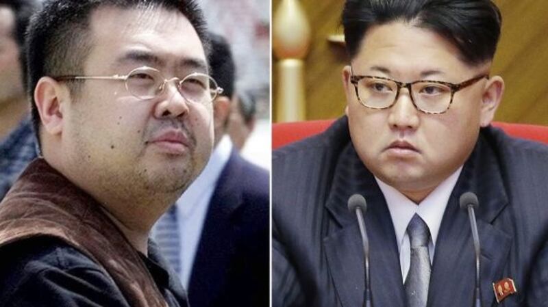 Combination of file photographs shows Kim Jong Nam (left) exiled half-brother of North Korea’s leader Kim Jong Un. Photograph: AP Photos/Shizuo Kambayashi, Wong Maye-E, File