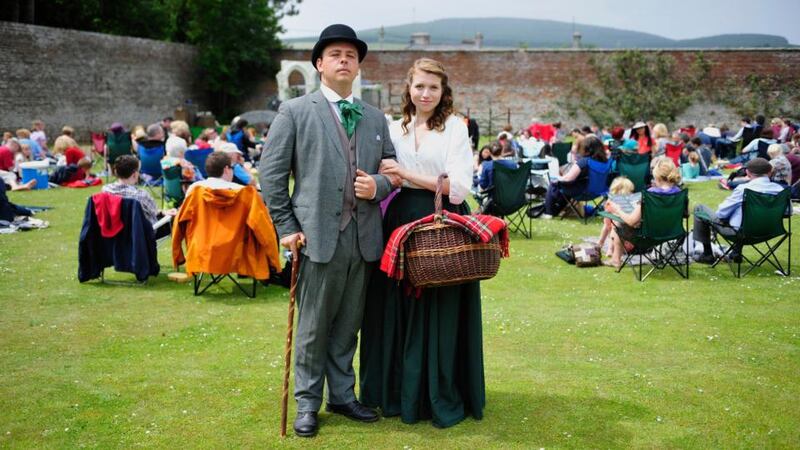 Jackson Pentland and Grace Scott from Chapterhouse Theatre Company, at Powercourt,  Co Wicklow. Photograph: Aidan Crawley