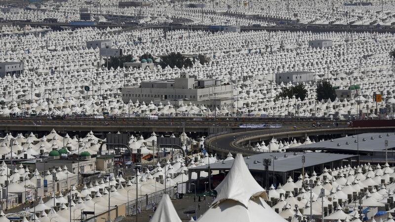 A view of the camp city at Mina, near the holy city of Mecca. Photograph: Ahmad Masood/Reuters