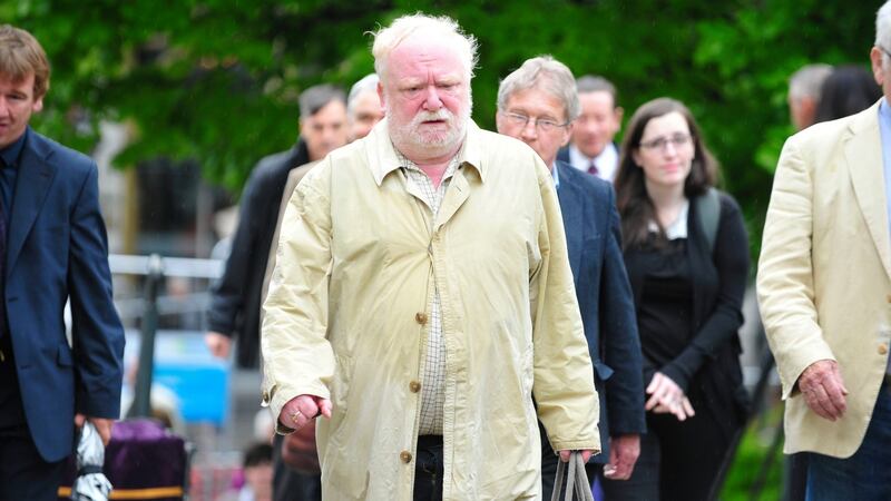 Playwright Frank McGuinness attends the funeral of Anita Reeves in the Mansion House, Dublin, on Saturday. Photograph: Aidan Crawley