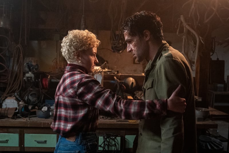 Julia Garner and Christopher Abbott in Wolf Man. Photograph: Universal Studios/Nicola Dove
