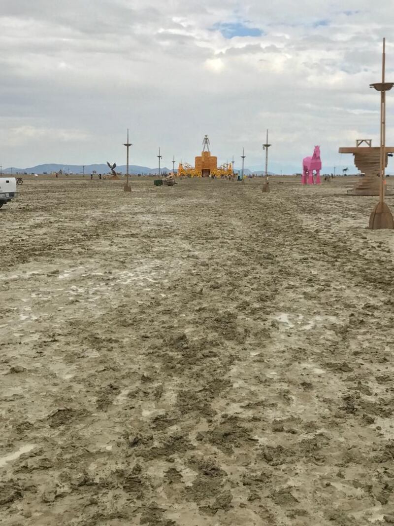 Heavy rains over the weekend saw roads become temporarily impassable and pathways turn to mud. Photograph: Brendon Deacy