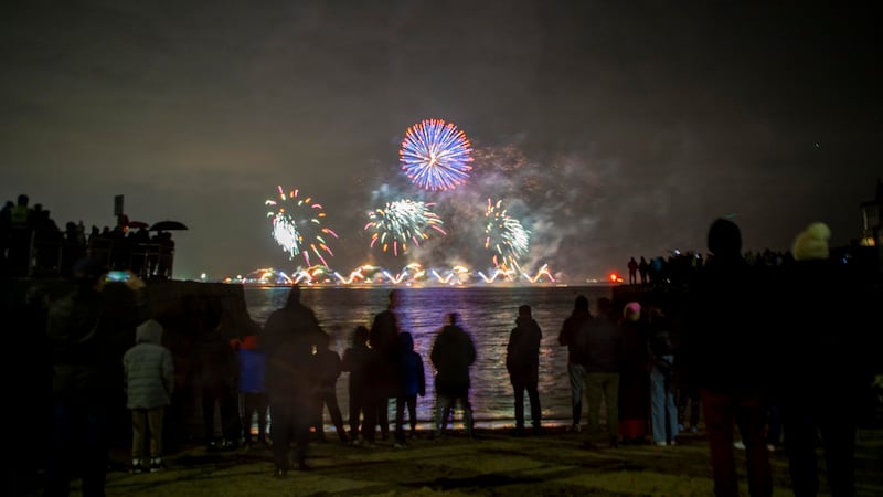 The NYF Dublin Fireworks Spectacular, as seen from Dún Laoghaire Harbour. Photograph: Allen Kiely