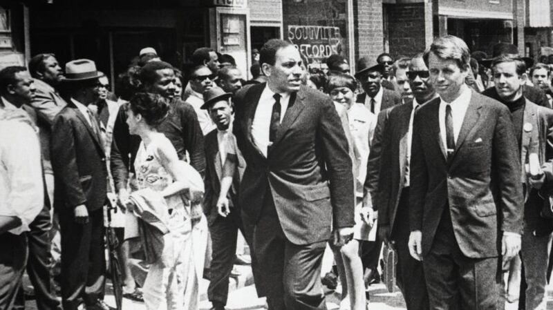 Robert Kennedy marches Martin Luther King’s funeral procession in Atlanta, Georgia, on April 7th, 1968.