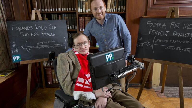 Paddy Power’s head of mischief, Harry Dromey, pictured with Stephen Hawking