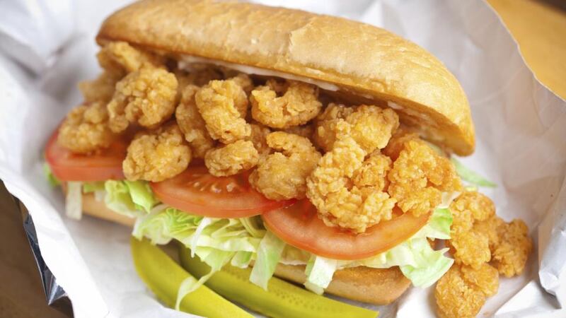 A shrimp po’boy sandwich – a New Orleans favourite