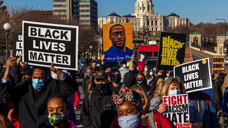 Black Lives Matter protesters in  in Saint Paul, Minnesota, on March 19th. Photograph: Kerem Yucel/AFP via Getty Images