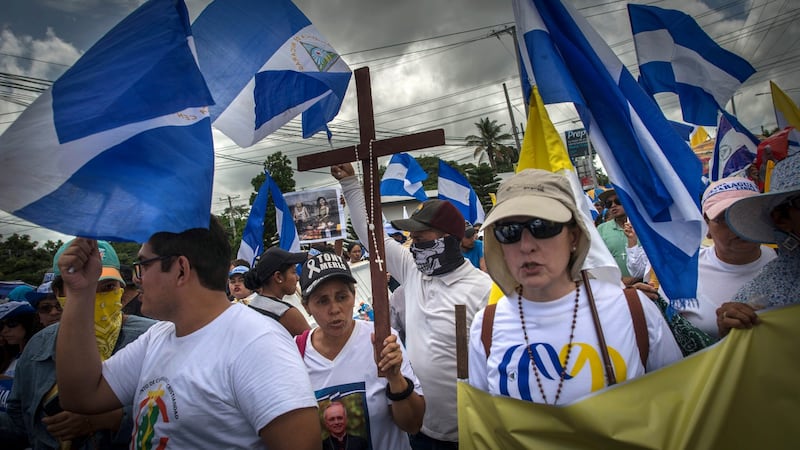 A rally in Managua on July 28th to support the  Catholic Church, which has been accused of supporting the opposition to Nicaragua’s president, Daniel Ortega. Photograph: Daniele Volpe/New York Times