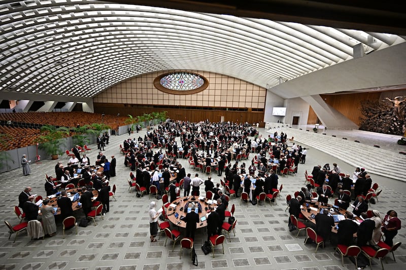 Delegates before the opening of the 16th Ordinary General Assembly of the Synod of Bishops. Photograph: Andreas Solaro/AFP/Getty Images