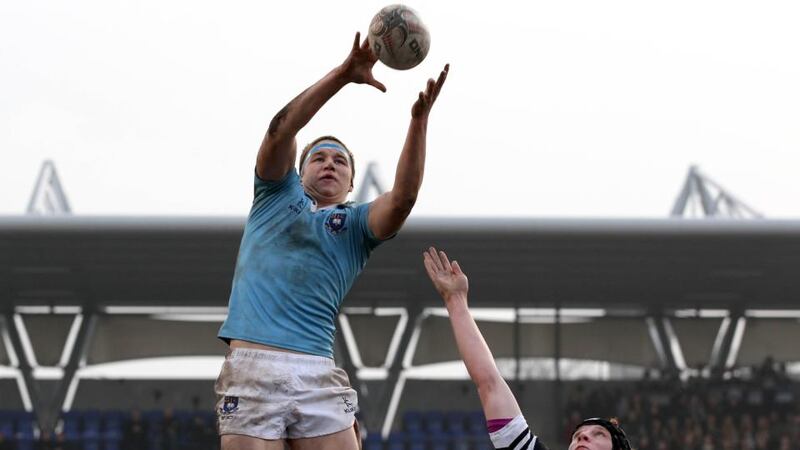 Ross Molony wins a lineout during his days captaining St Michael’s. Photograph: Ryan Byrne/Inpho