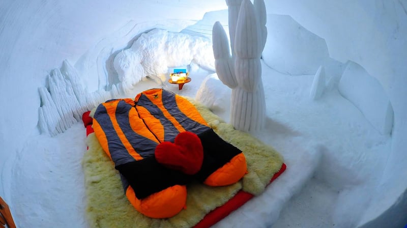 A double room at the Igloo Hotel on the mountain. Photograph: Igloo Hotel