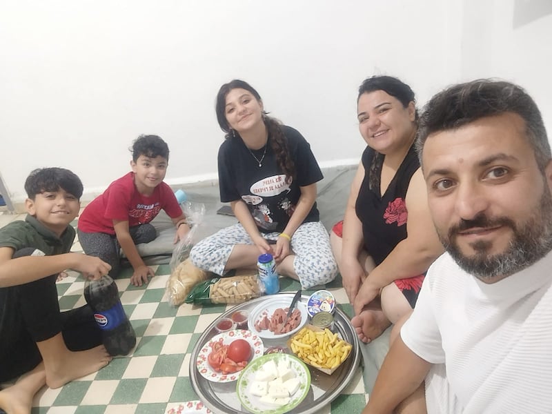 Mushera Shikho, Rudy Sharaf and their three children were assisted by a church in Beirut after they fled bombing in the south of Lebanon's capital city. Photograph provided by family