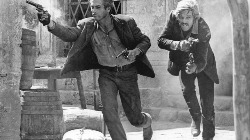 With Paul Newman (left) in the final shootout scene from ‘Butch Cassidy and the Sundance Kid’. Photograph: AP Photo/20th Century Fox