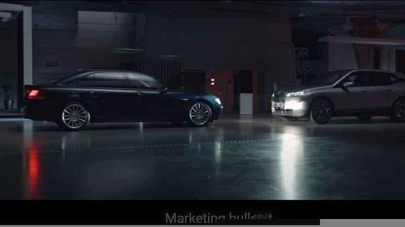 BMW face-off: BMW created a five-minute promo video, which gave anthropomorphic voices to both a new iX and a 7-Series from 2001