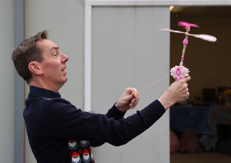 Ryan Tubridy testing toys ahead of this year's show: he vetoes the ones he finds boring or finicky. Photograph: Nick Bradshaw 