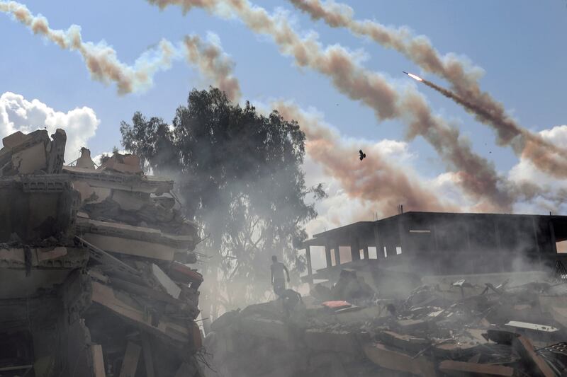 Rockets fired from the Gaza Strip toward Israel. Photograph: AP