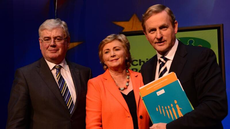 Frances Fitzgerald with Taoiseach Enda Kenny and former tánaiste Eamon Gilmore. Photograph: Bryan O’Brien