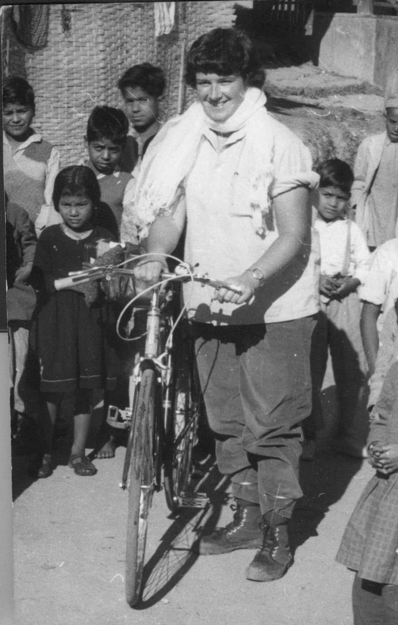 Dervla with her bike in India in 1963.