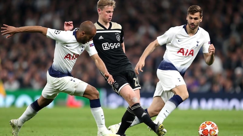 Frenkie de Jong delivered a complete midfield display against Tottenham. Photograph: Julian Finney/Getty