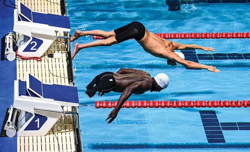 A RACE FOR ALL: Mateus Angula of Namibia competes in the Men's 100m Freestyle S6 Final during day two of the Para Swimming European Championships at the Penteada Olympic Pools Complex in Funchal, Portugal. Photograph: Ramsey Cardy / Sportsfile  
