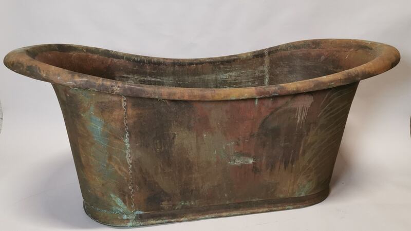 Rare 19th century French copper roll top bath €1,000- €2,000.