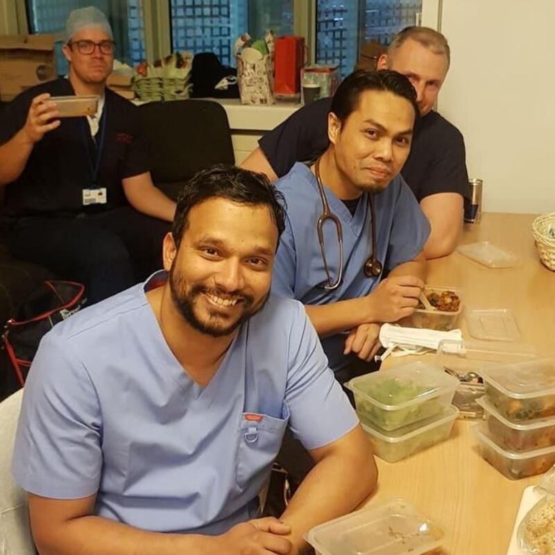 Staff at Naas General Hospital with their Aimsir dinners