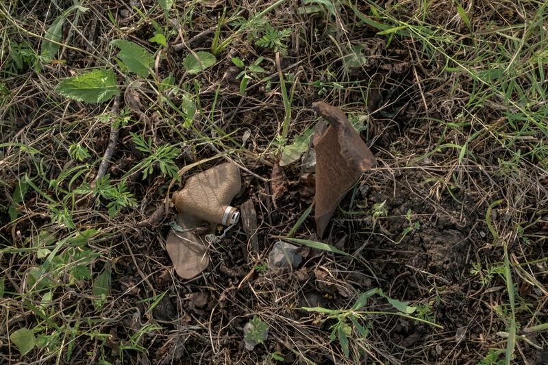 A so-called butterfly mine in Sulyhivka, which spray shrapnel that can be hard to find in the bodies of wounded soldiers. Photograph: David Guttenfelder/The New York Times