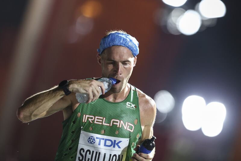 Stephen Scullion of Ireland competes in the men's marathon at the World Athletics Championships in Doha, Qatar on October 6th, 2019. Photograph: Serhat Cagdas/Anadolu Agency via Getty Images